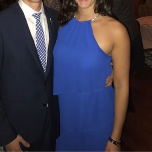 Laundry by Shelli Segal | Blue Tiered Halter Cocktail Dress - Size 6